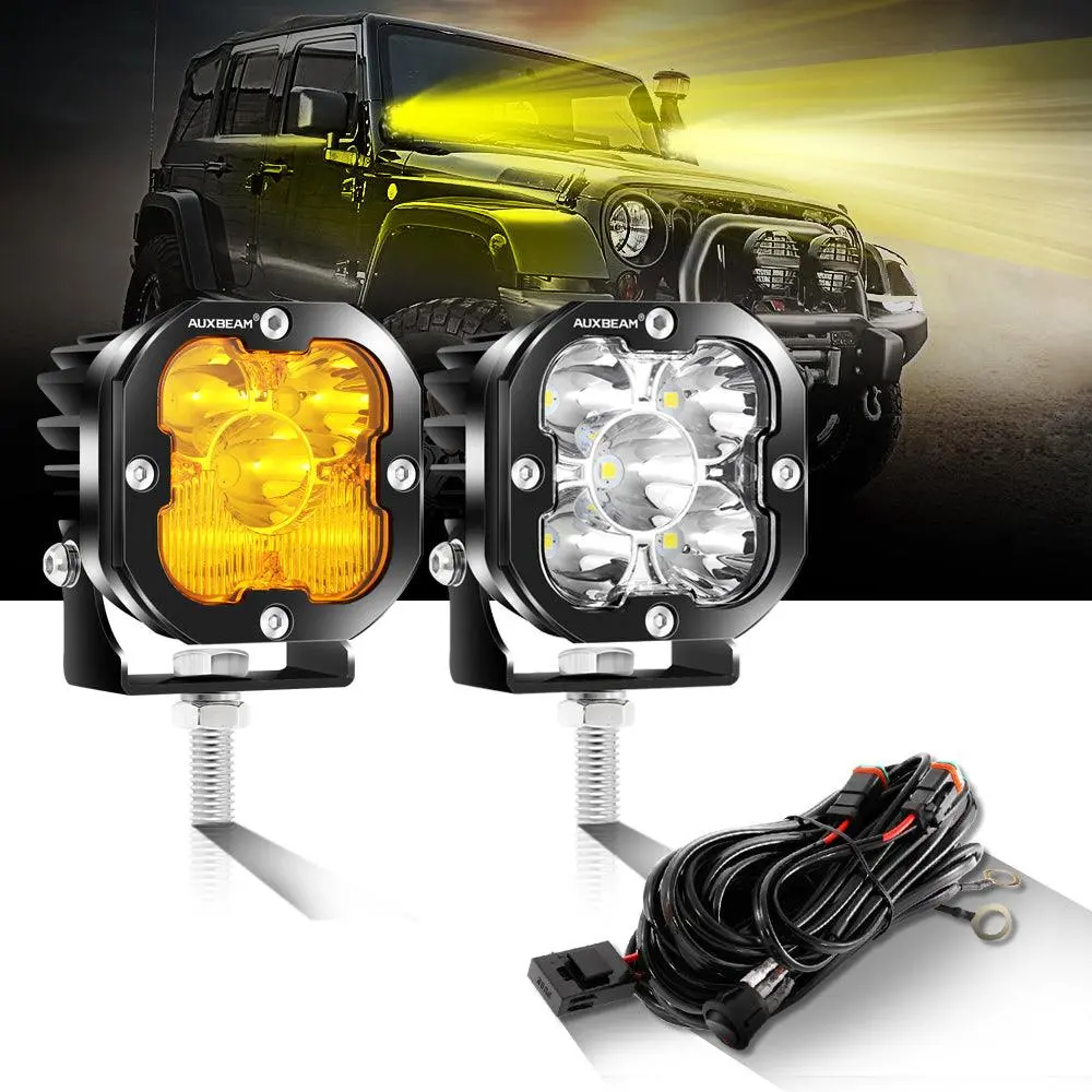 3 Inch 80W 9600Lm Led Pods Lights White&Amber For Jeep 1