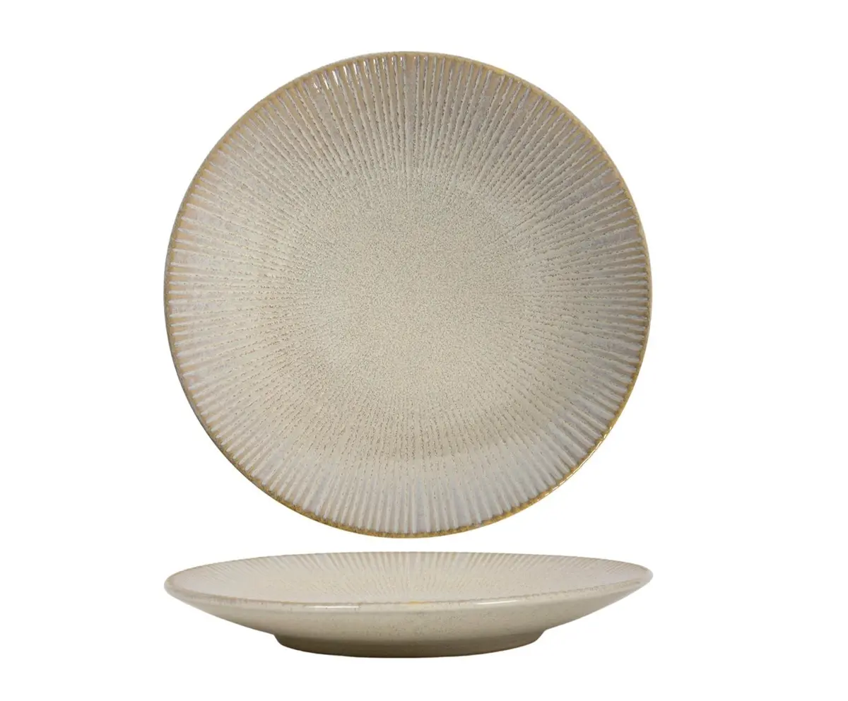 Cookinglife Ontbijtborden / Dessertborden Coastal Lines Ocean Beige Ø 21 Cm - 6 Stuks 1