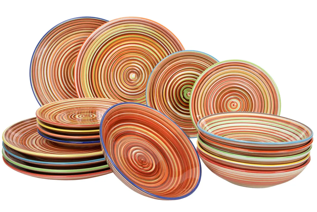 Cookinglife Serviesset Rhythm & Lines 18-Delig / 6 Personen - 6 Dinerborden, 6 Ontbijtborden En 6 Diepe Borden 1