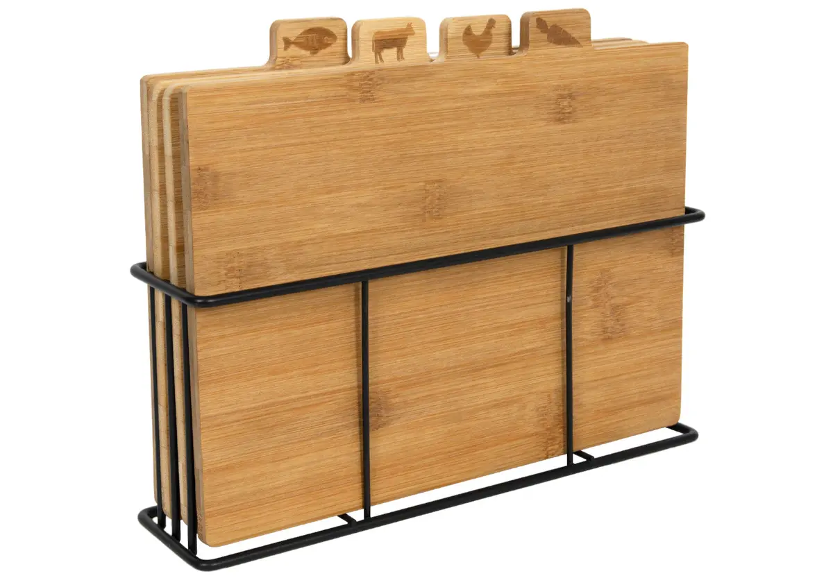 Cookinglife Snijplankenset Bamboe Met Houder 5-Delig 1