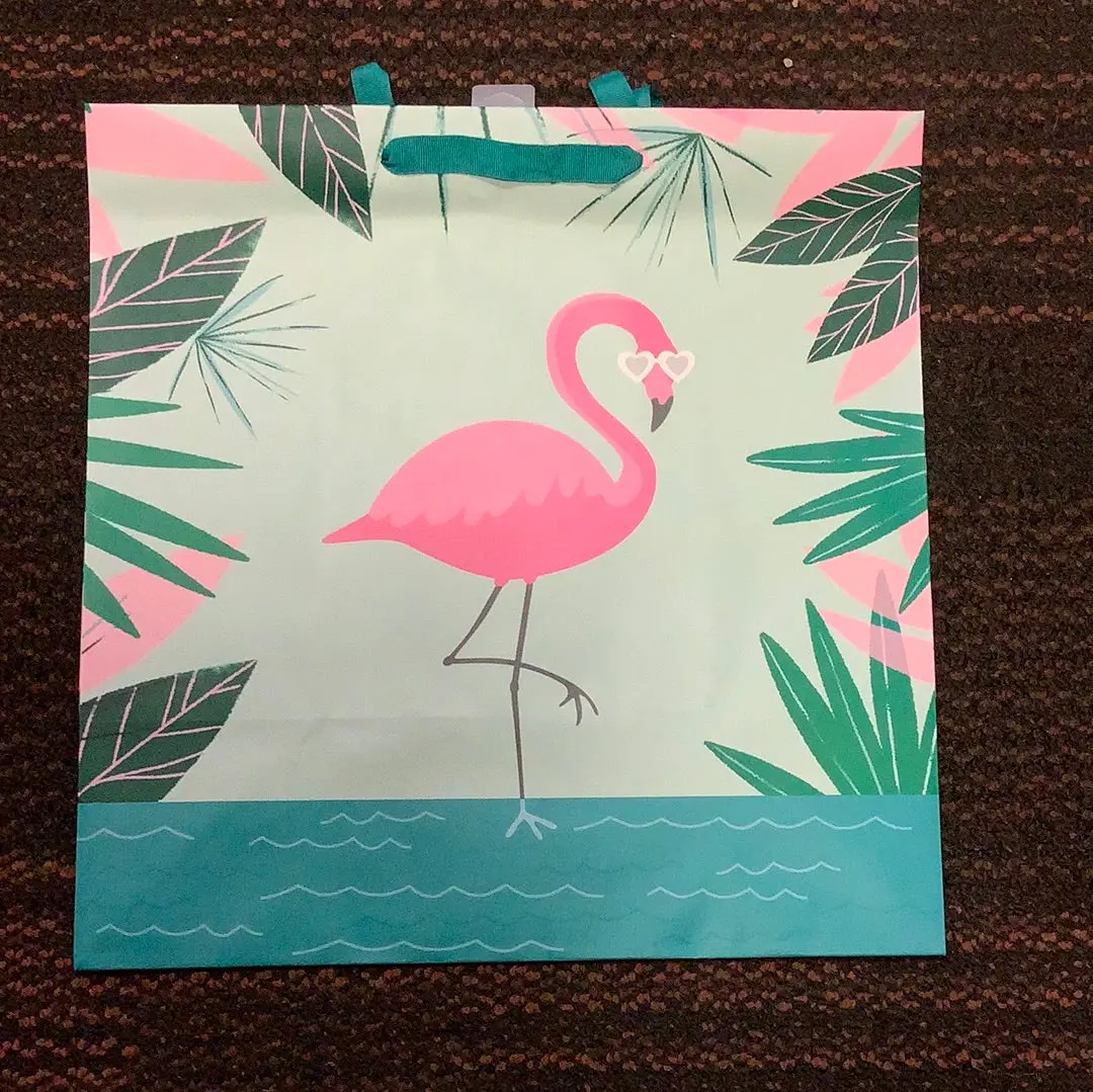 National Brand Flamingo Floral Border Gift Bag 1
