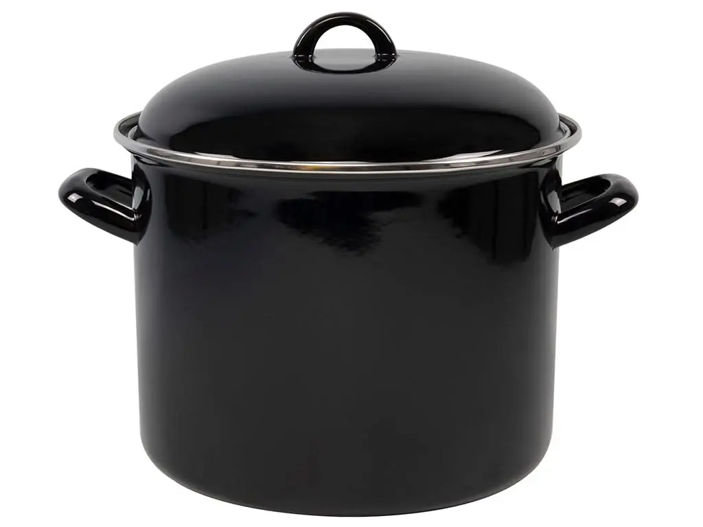Cookinglife Soeppan - Emaille - Zwart - Ø 24 Cm / 8 Liter - Geëmailleerde Anti-Aanbaklaag 1