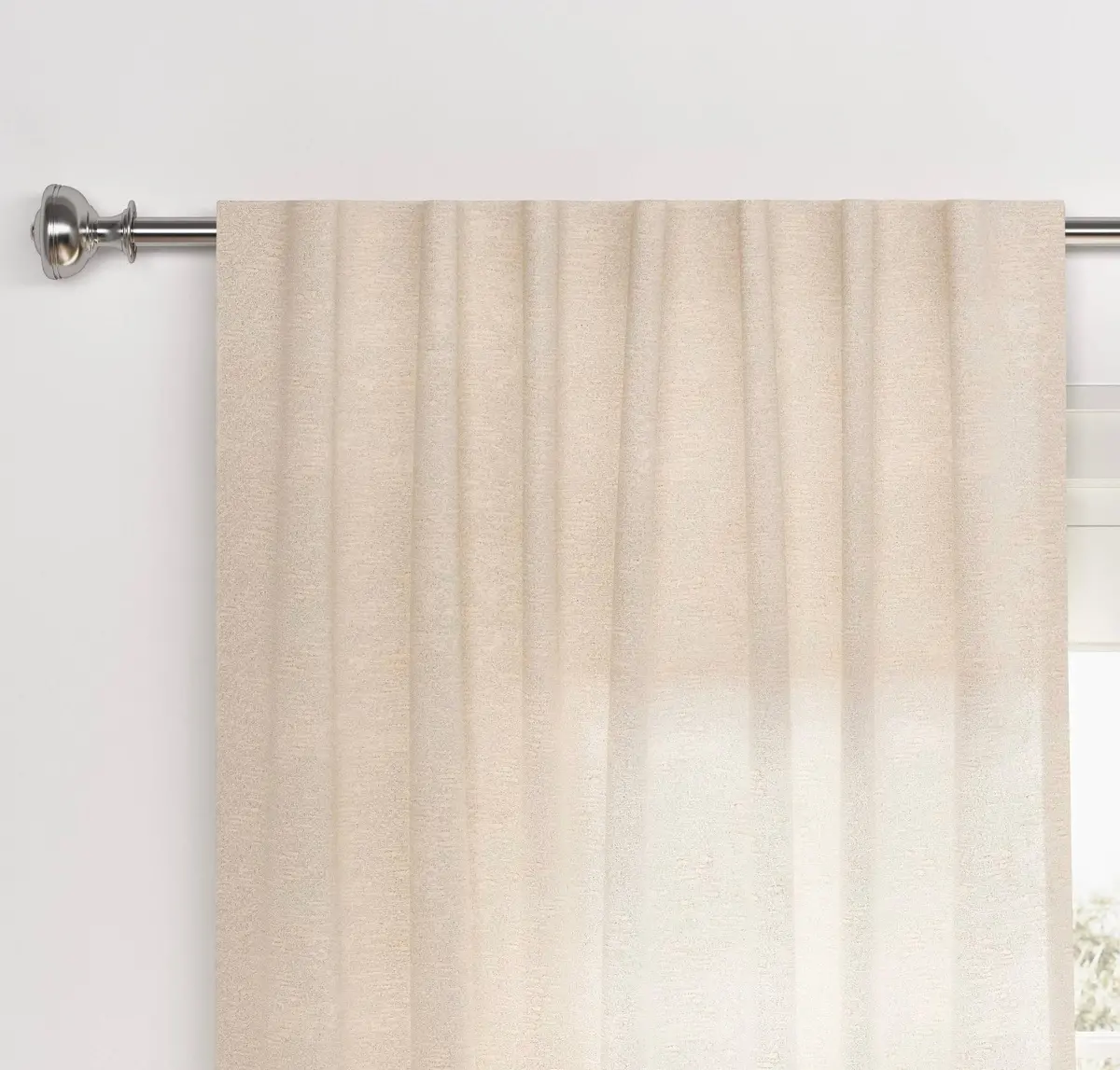 1 Piece 54”X95” Light Filtering Textured Window Curtain- Cream 1