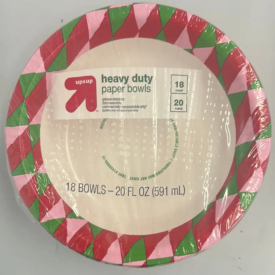 18Ct 20Oz Paper Bowls - Red/Green/Pink 1