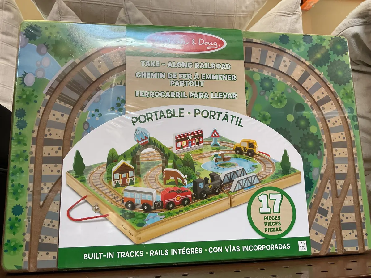 Melissa & Doug 17-Piece Wooden Take-Along Tabletop Railroad 1