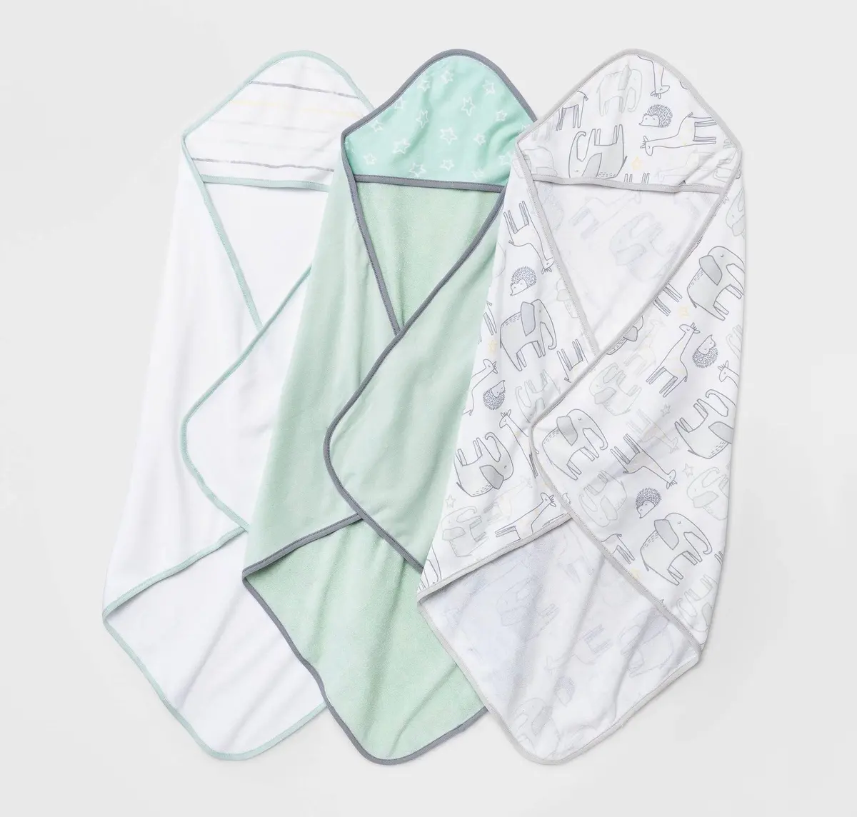 Baby 3Pk Little Peanut Hooded Bath Towel- Mint Green 1