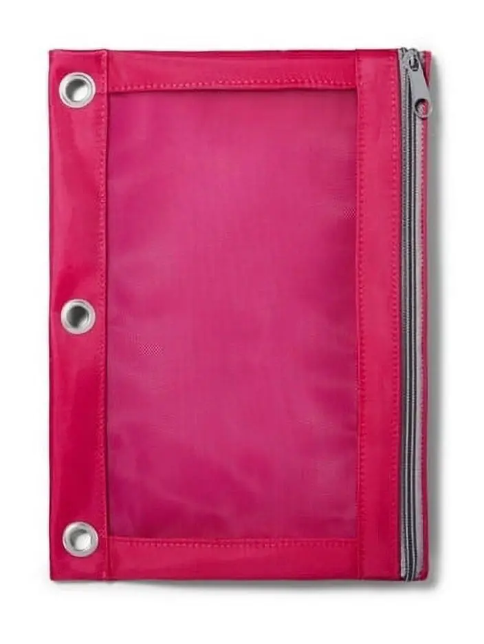 Mesh Binder Pencil Pouch - Pink 1