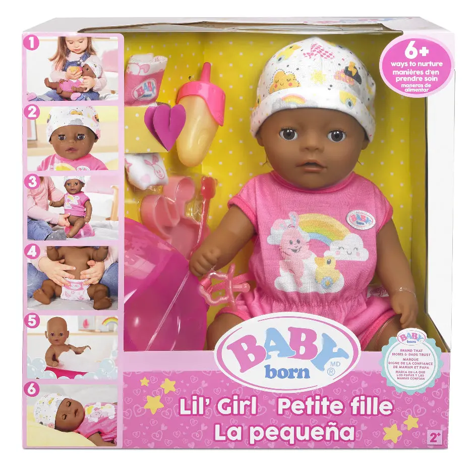 14” Interactive Lil Girl Baby Doll - Brown Eyes. Easy For Small Hands, 6+ Ways To Nurture, Includes Bottle, Potty And More, For Toddlers 2 Years & Up 1