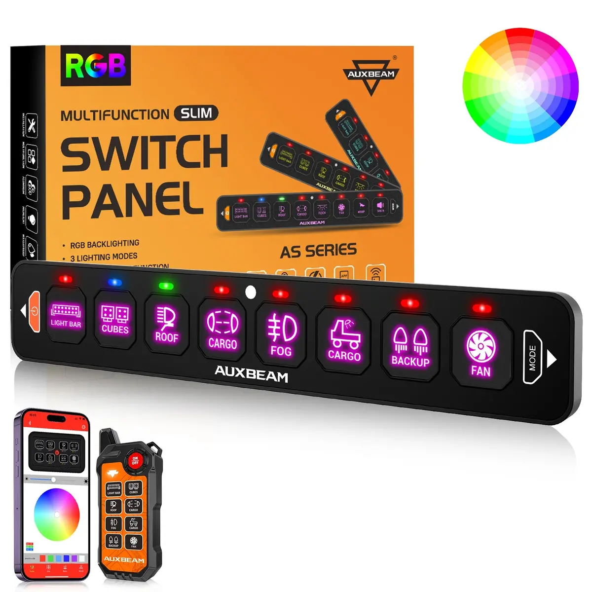 As Series 8 Gang (As-800) Rgb Slim Switch Panel With App&Remote Control, Toggle/ Momentary/ Pulsed Mode Supported(One-Sided Outlet) 1