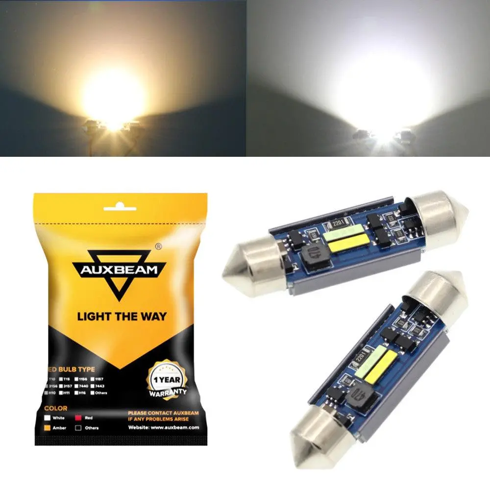 🆕(2Pcs/Set) Dual Color Switchback 39Mm De3174 3425 6461 11005 12854 1.54" 1860Csp 6500K Cool White& 5000K Natural White Led Festoon Canbus For Interior Dome Map License Plate Bulbs 1