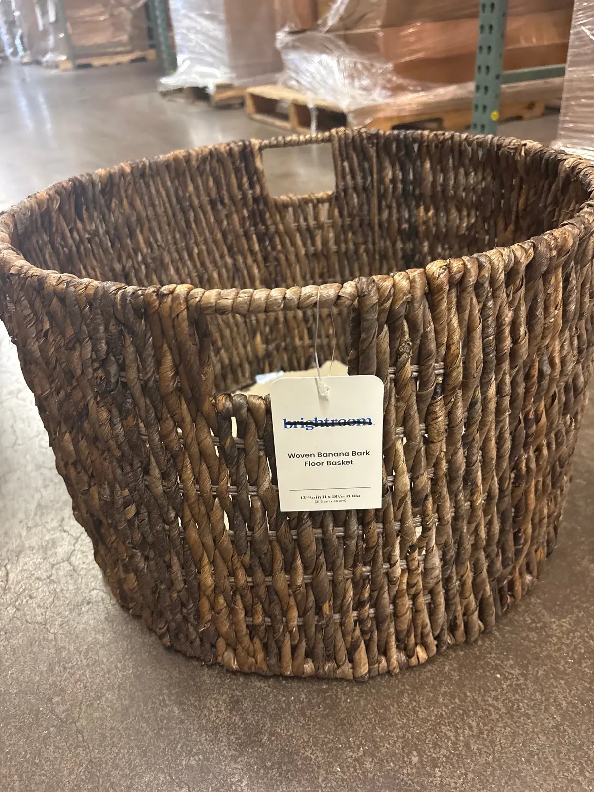 Woven Banana Bark Floor Basket - Damaged 1