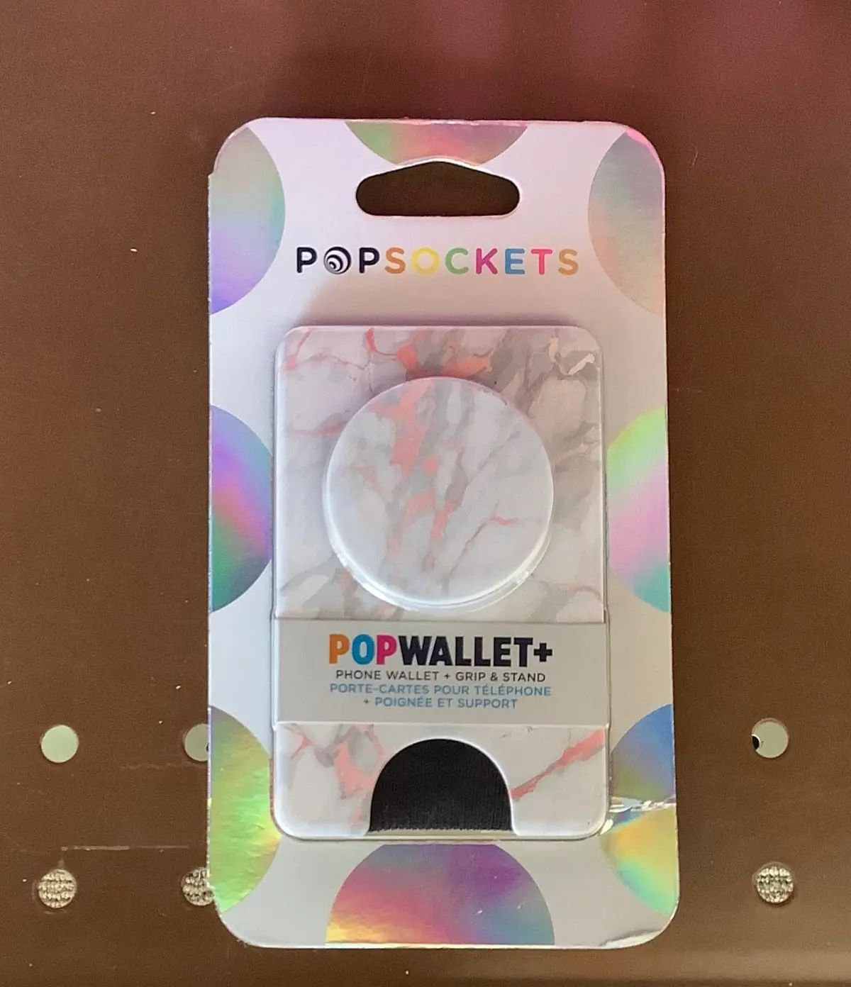 Popwallet + Grip And Stand - Whit And Pink Marble 1