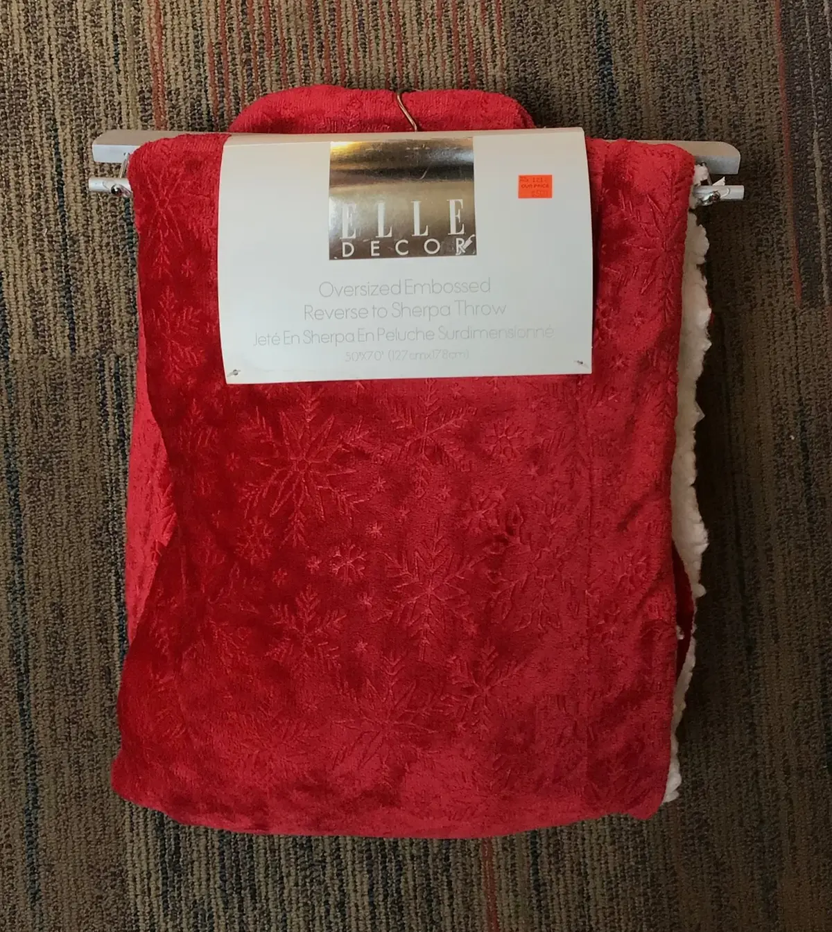Oversized Embossed Reverse To Sherpa Throw Blanket- Red & White 1
