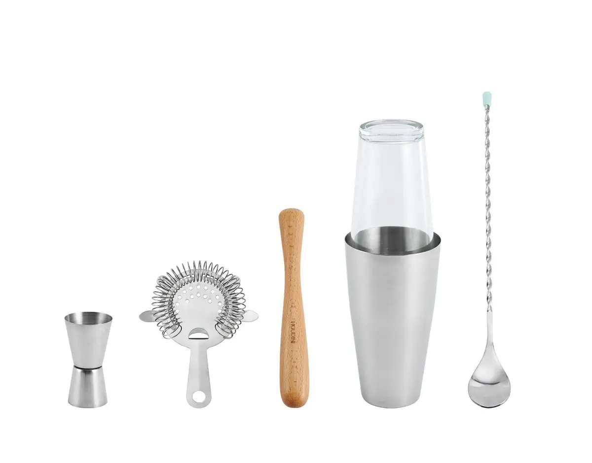 5Pc Bar Tool Set (Shaker, Jigger, Strainer, Muddler, Stirring Spoon) 1
