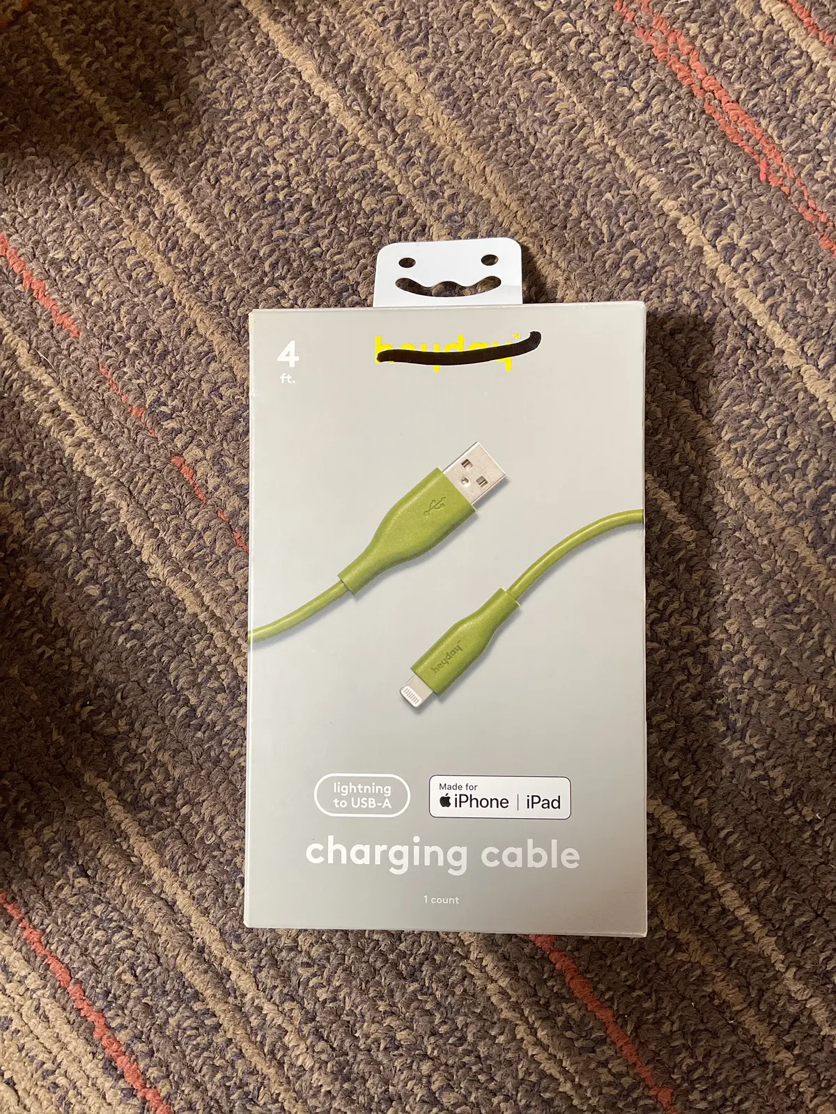 4Ft Lightning To Usb-A Round Charging Cable -Olive Green 1