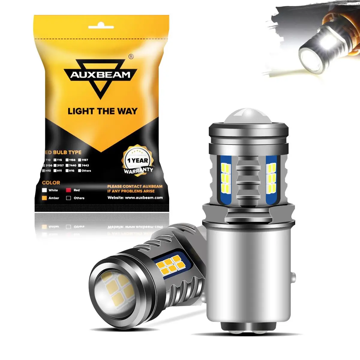 (2Pcs/Set) 1157/Bay15d Y2 Series 3-Sides Cool White Led Brake/Turn Single/Back-Up/Side Maker/Drl 1