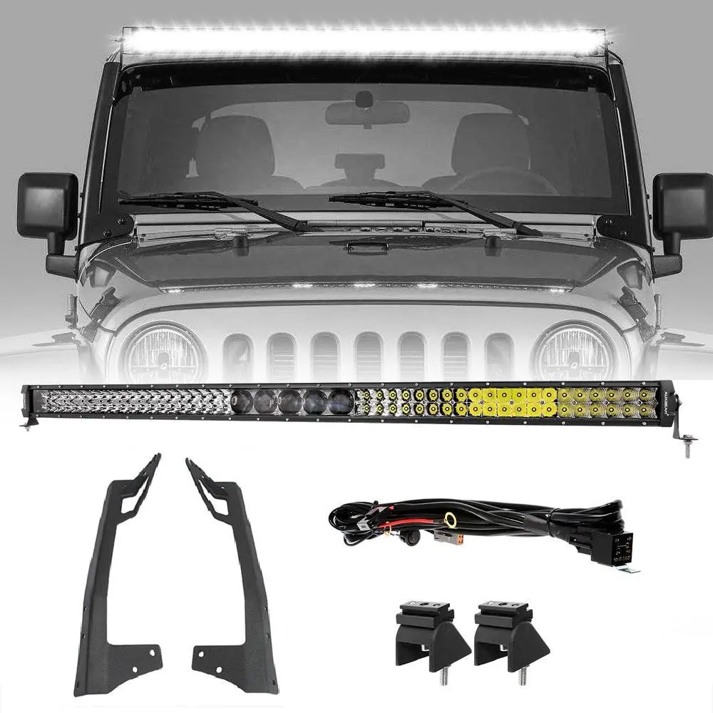 52" 5D-Pro Light Bar&Windshield Mounting Brackets For Jeep Wrangler Jk 2007~2017 1