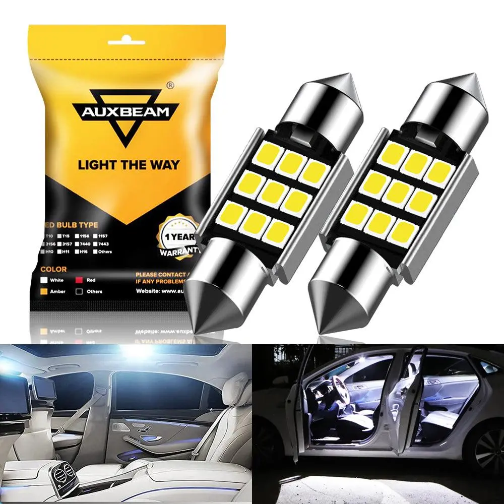 36Mm De3174 1.42" Festoon Led Interior/Dome/Map/License Plate Light Bulbs 2.7W 300Lm 6500K White | 2 Bulbs 1