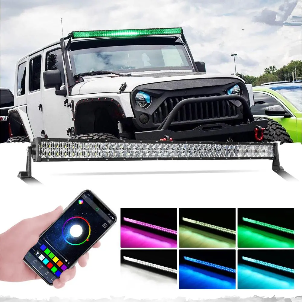 New 42 Inch V-Pro Series Straight Rgbw Color Changing Off Road Led Light Bar 1