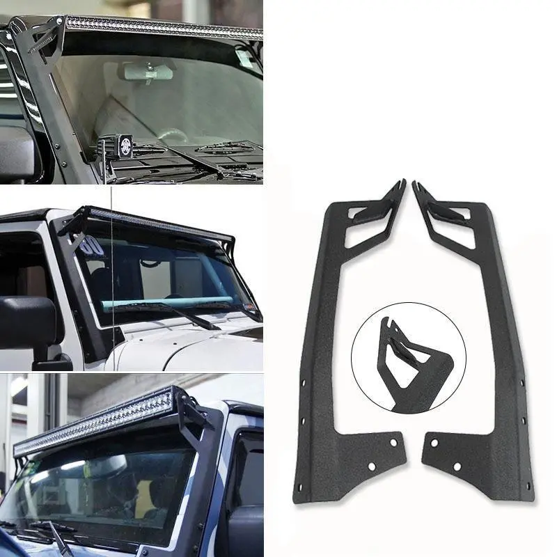 50" Straight Light Bar Windshield Mounting Brackets For 2007-2017 Jeep Wrangler Jk 1