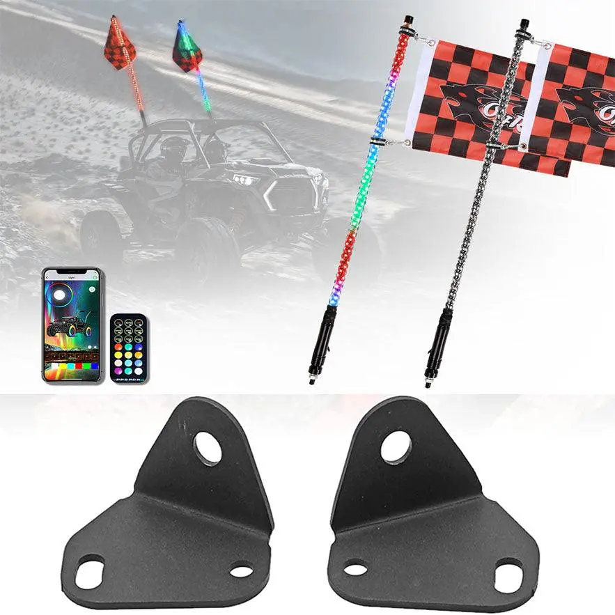 3Ft/4Ft Led Rgb Whip Lights & Rear Pillar Flagpole Light Brackets Combo For Can-Am Maverick X3 2017 2018 2019 2020 2021 1