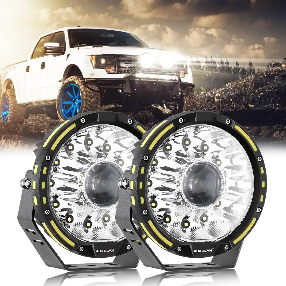 (2Pcs/Set) 7 Inch 230W 33332Lm 360-Pro Series Custom Lens Offroad Led Driving Lights+Amber/Black Covers(Optional) For Ford F150 F250 1