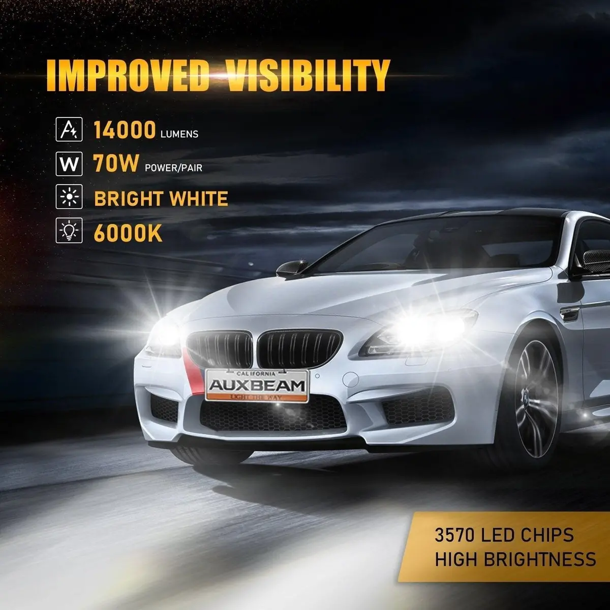 For 2007-2008 Mercedes-Benz Sl550 With Hid Headlamps Led Light Bulbs High Low Beam Bundle 1