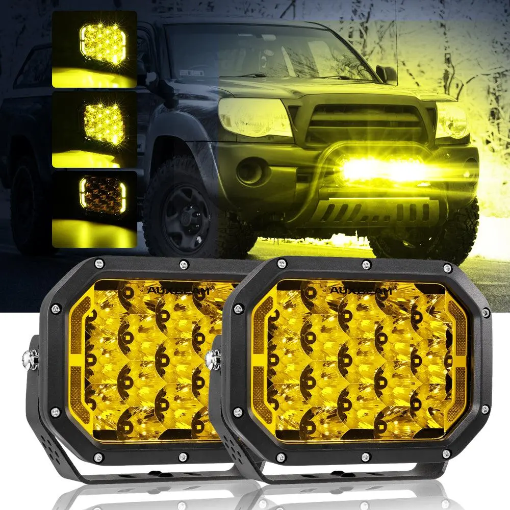 7X5 Inch Rectangle Led Pods Amber Spot Driving Lights With Drl 1