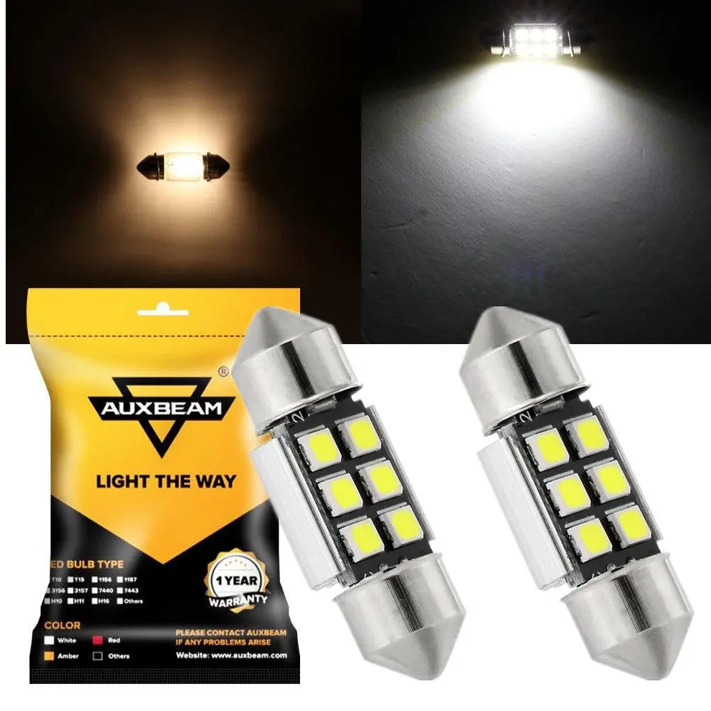 31Mm De3175 De3021 De3022 1.22" Festoon Led Interior/Dome/Map/License Plate Light Bulbs 2.7W 200Lm 6500K White | 2 Bulbs 1
