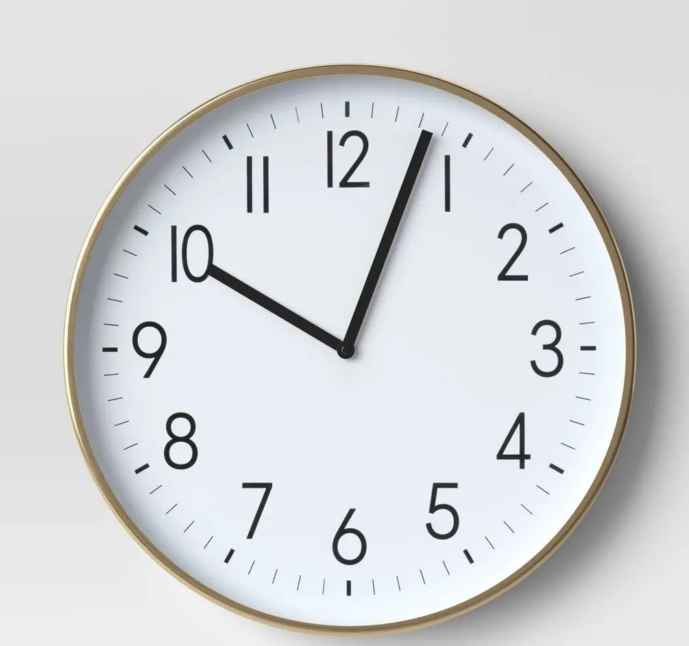 19" Plastic Mirrored Wall Clock Brass 1