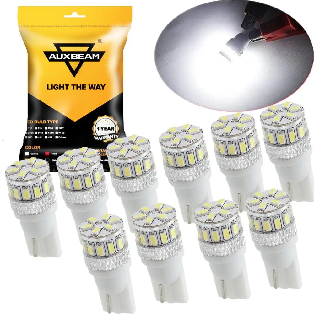 168 2825 W5w T10 Led License Plate/Side Marker/Interior Light Bulbs 4W 300% High Brightness Can-Bus Error Free 6500K White | 2 Bulbs 1