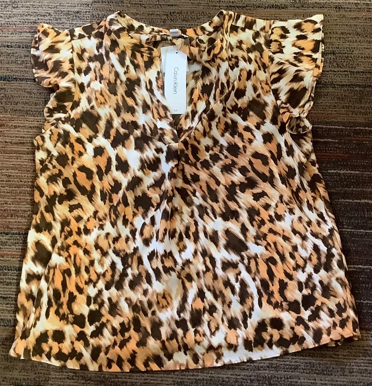 Ladies Cheetah Print Blouse Size Large 1