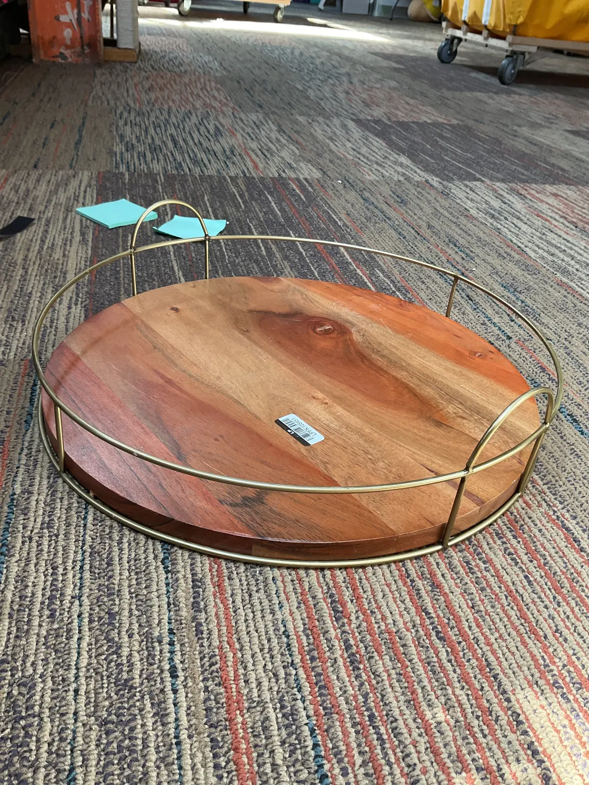 16" Round Wood And Wire Tray 1