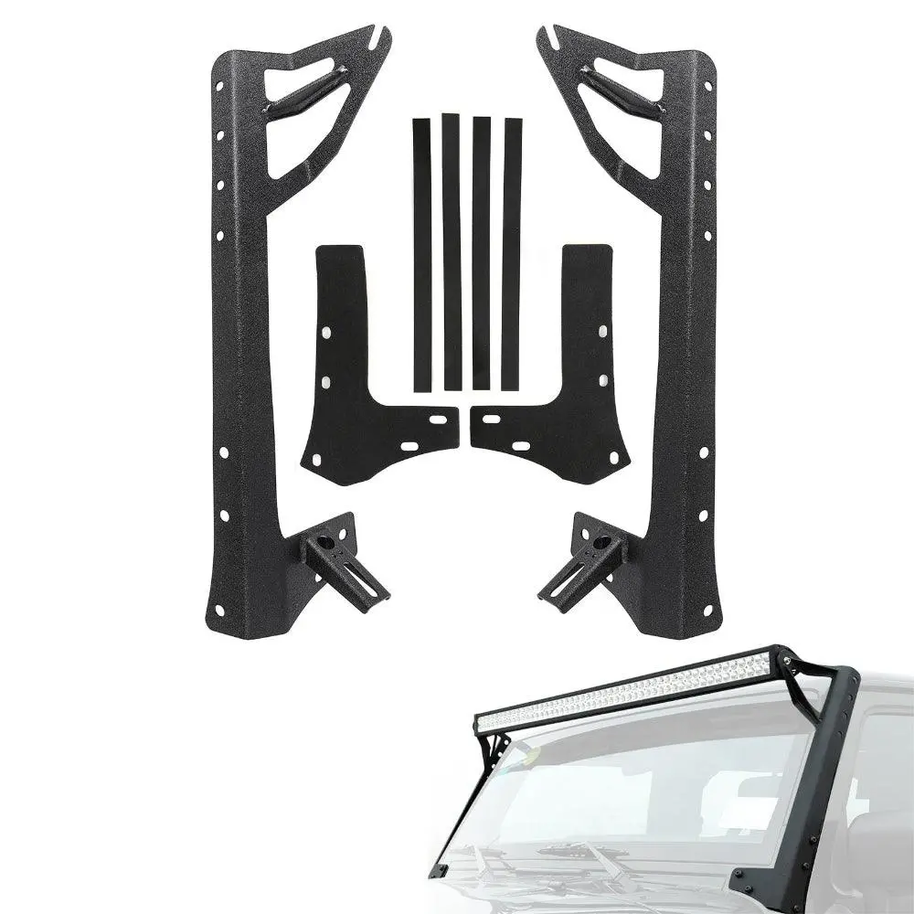 52" Straight Light Bar 2 In 1 Design Windshield Mounting Brackets For 2007-2017 Jeep Wrangler Jk 1