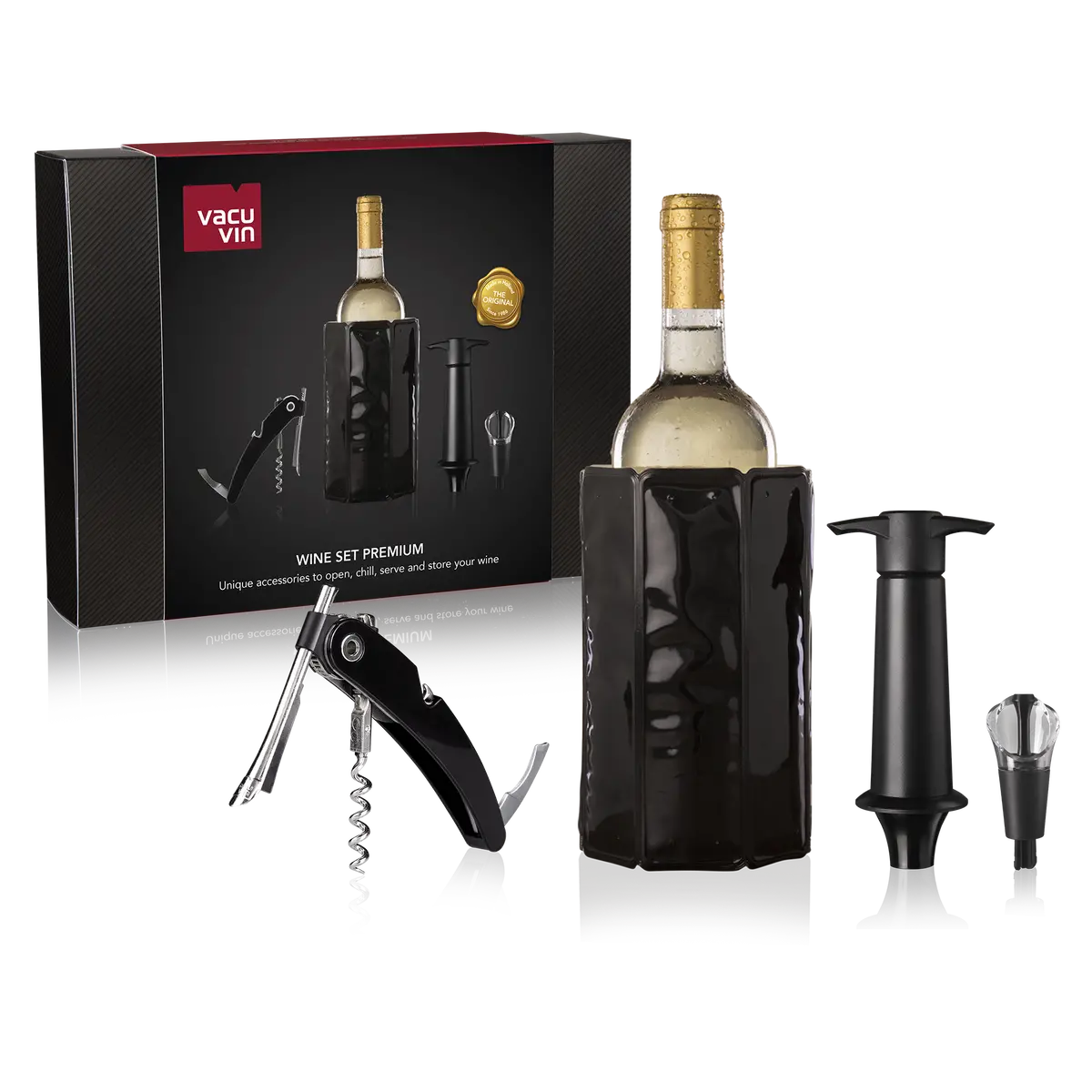 Vacu Vin Wijnset Premium - Zwart - 4 Delige Set 1