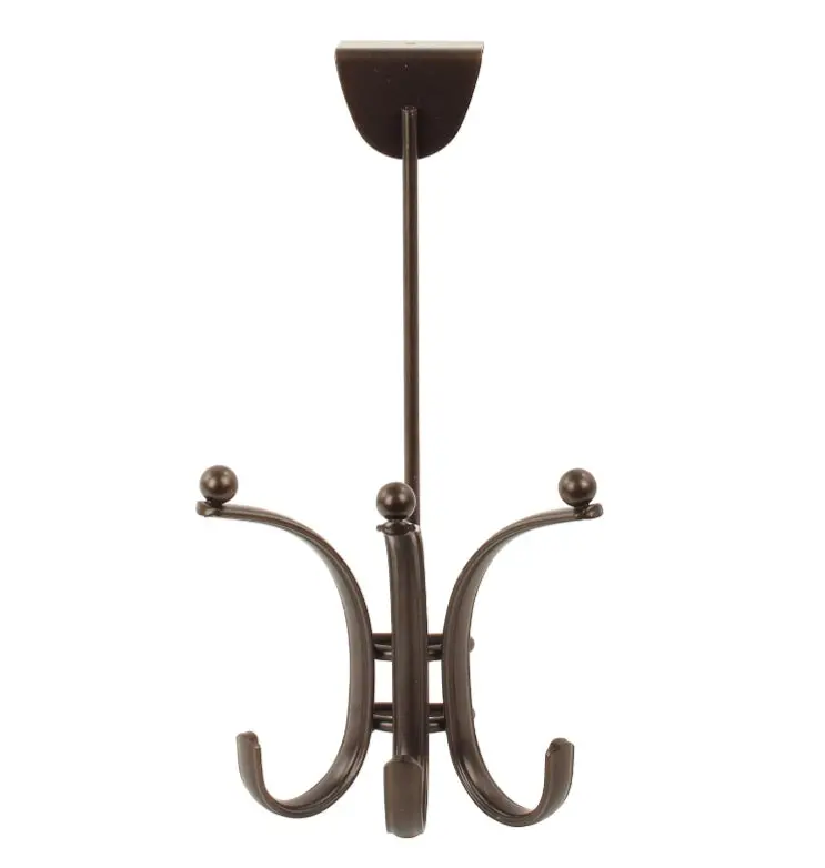 Spectrum Diversified Voy Over The Door Triple Free Double, Easy Closet & Entryway, No Installation Modern Storage Hooks - Bronze 1