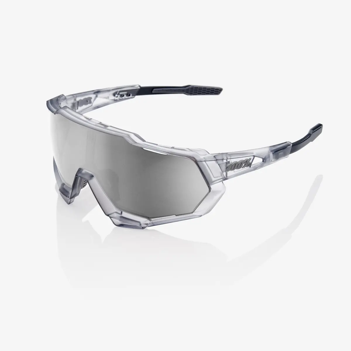 100% Speedtrap Matte Translucent Crystal Grey Hiper Silver Mirror 1