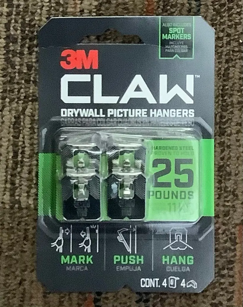 3М Claw 25Lbs Drywall Picture Hanger With Temporary Spot
Marker 4 Hangers And 4 Markers 1