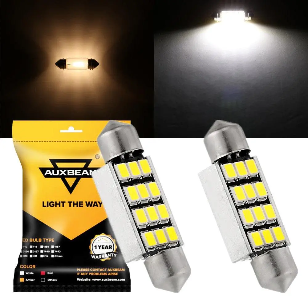 39Mm De3174 1.54" Festoon Led Interior/Dome/Map/License Plate Light Bulbs 2.7W 400Lm 6500K White | 2 Bulbs 1