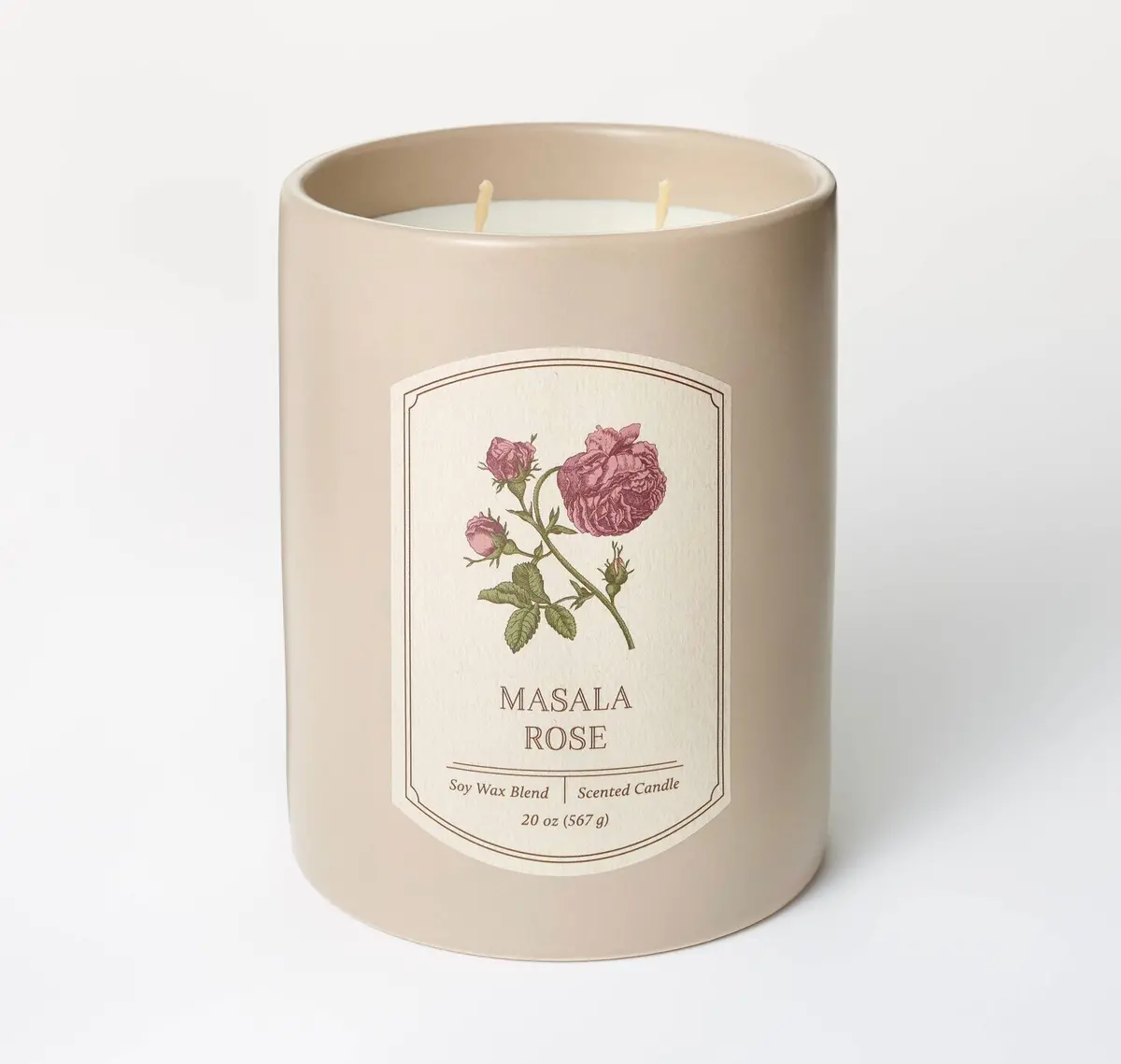 20Oz Ceramic Masala Rose Candle 1