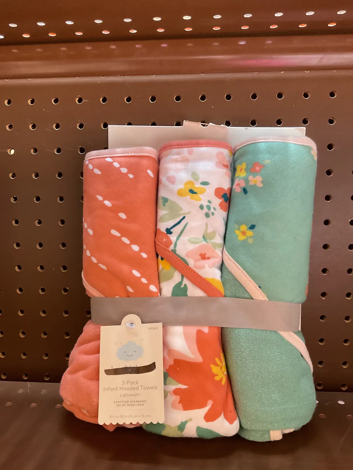 3 Pack Infant Hooded Towels - Floral Print 1