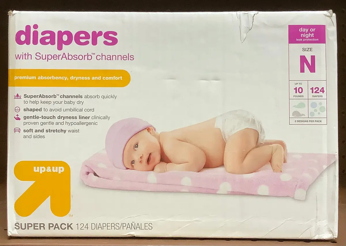 Disposable Diapers Pack - Size Newborn - 124Ct 1
