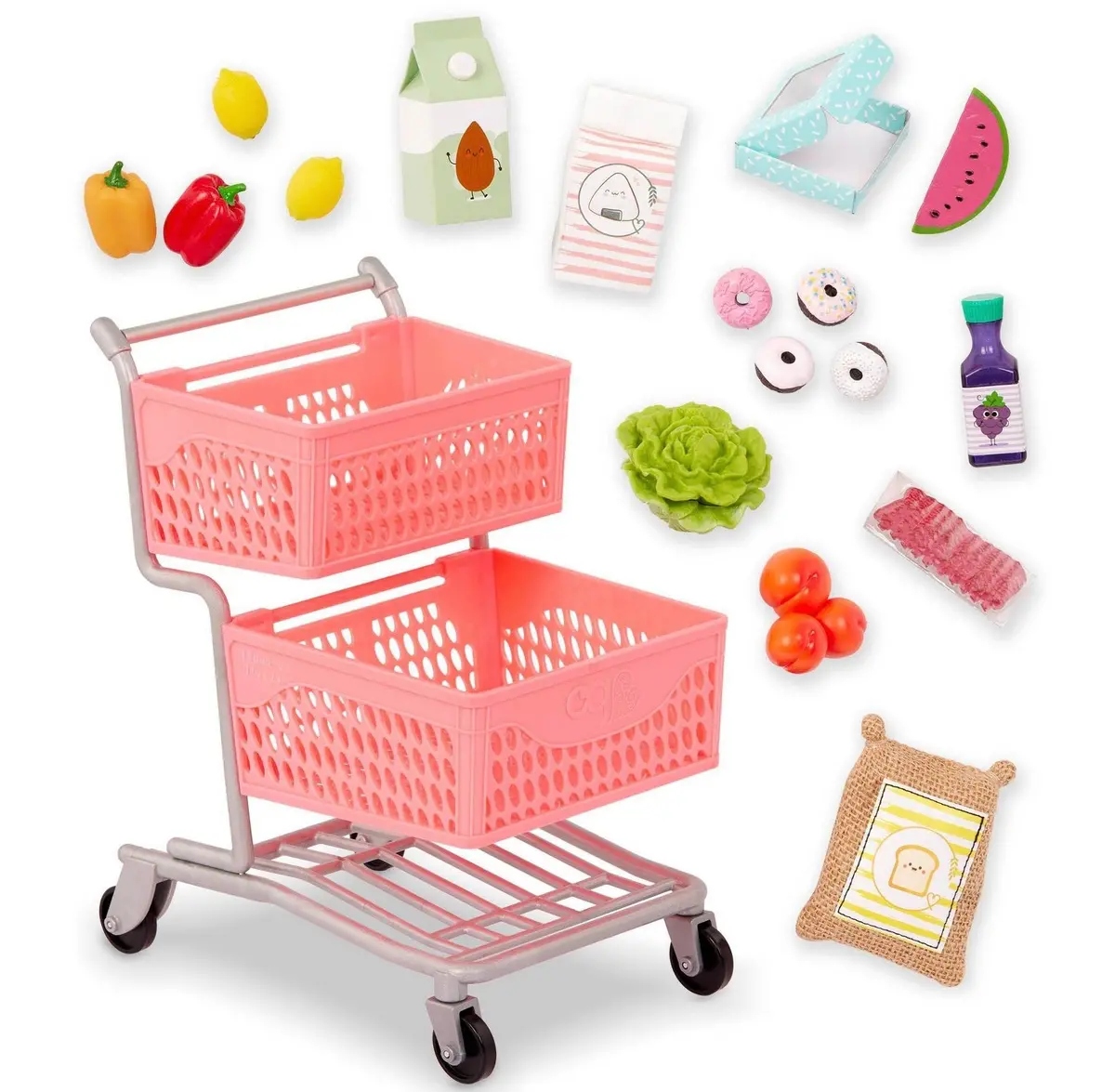 Our Generation Supermarket Play Pink Grocery Shopping
Cart & Food Accessory Set For 18" Dolls 1
