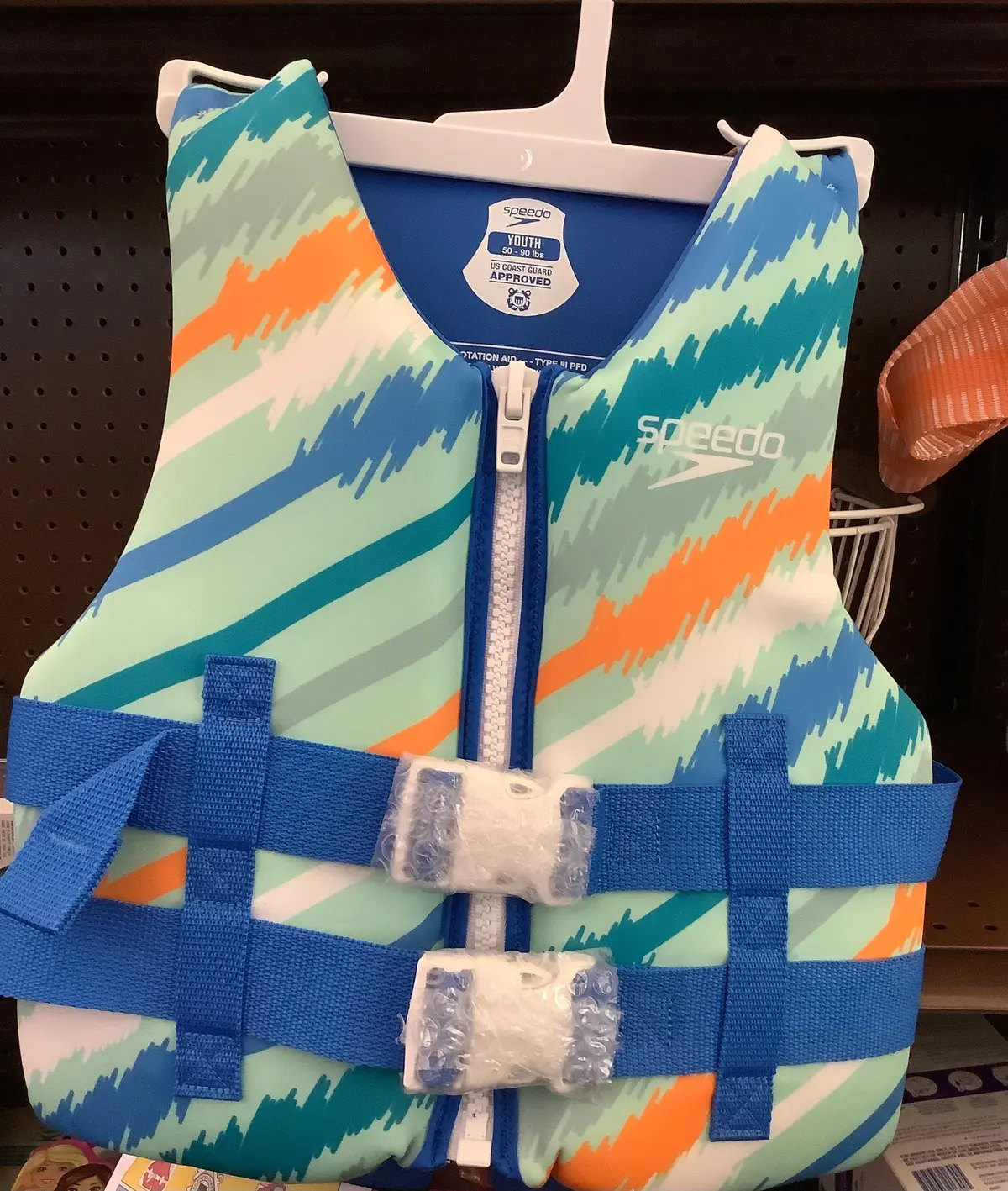Clearance- Final Sale- Speedo Youth Pfd Life Jacket Vest50-90Lbs - Sketch Stripe 1