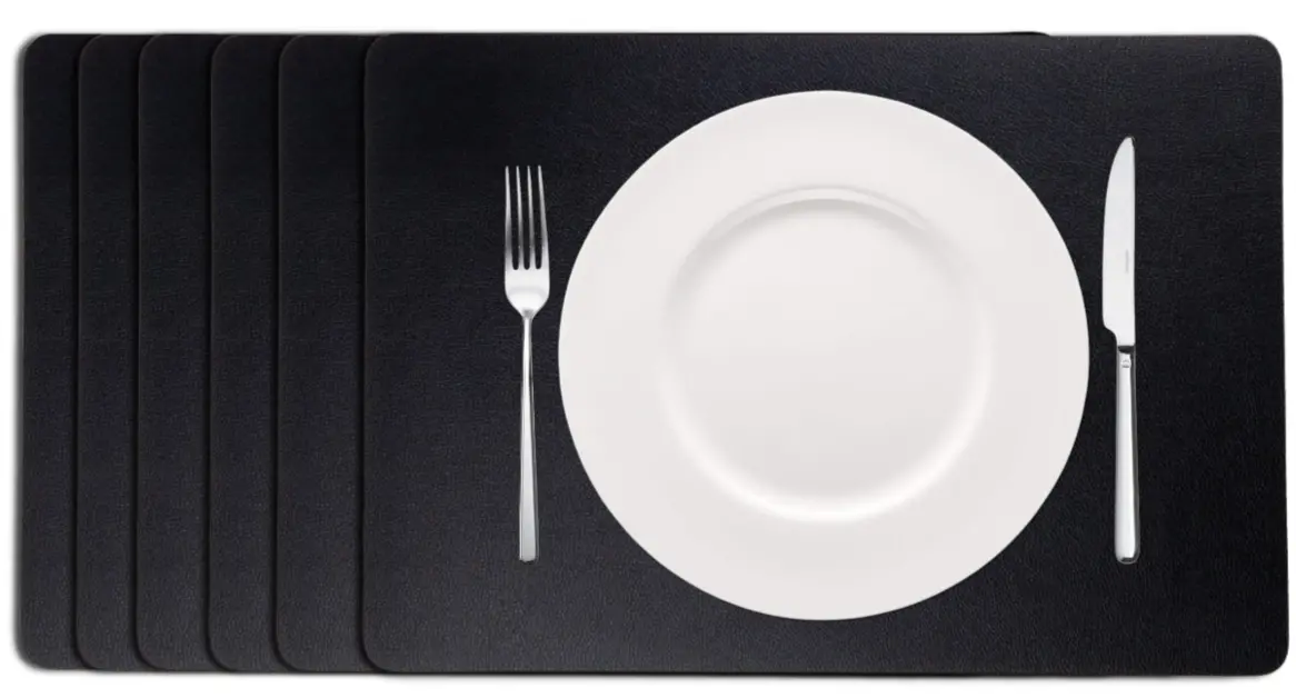 Cookinglife Placemats - Vegan Leer - Zwart - 46 X 33 Cm - 6 Stuks 1