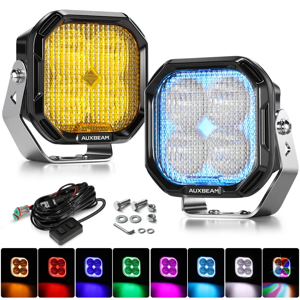 Color Play Series 3 Inch 116W Rgb Led Pod Lights Flood Off Road Lights With 8 Backlight Options 1