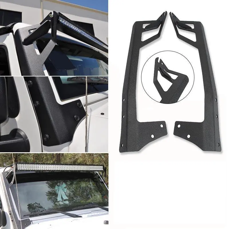 52" Straight Light Bar Windshield Mounting Brackets For 2007-2017 Jeep Wrangler Jk 1