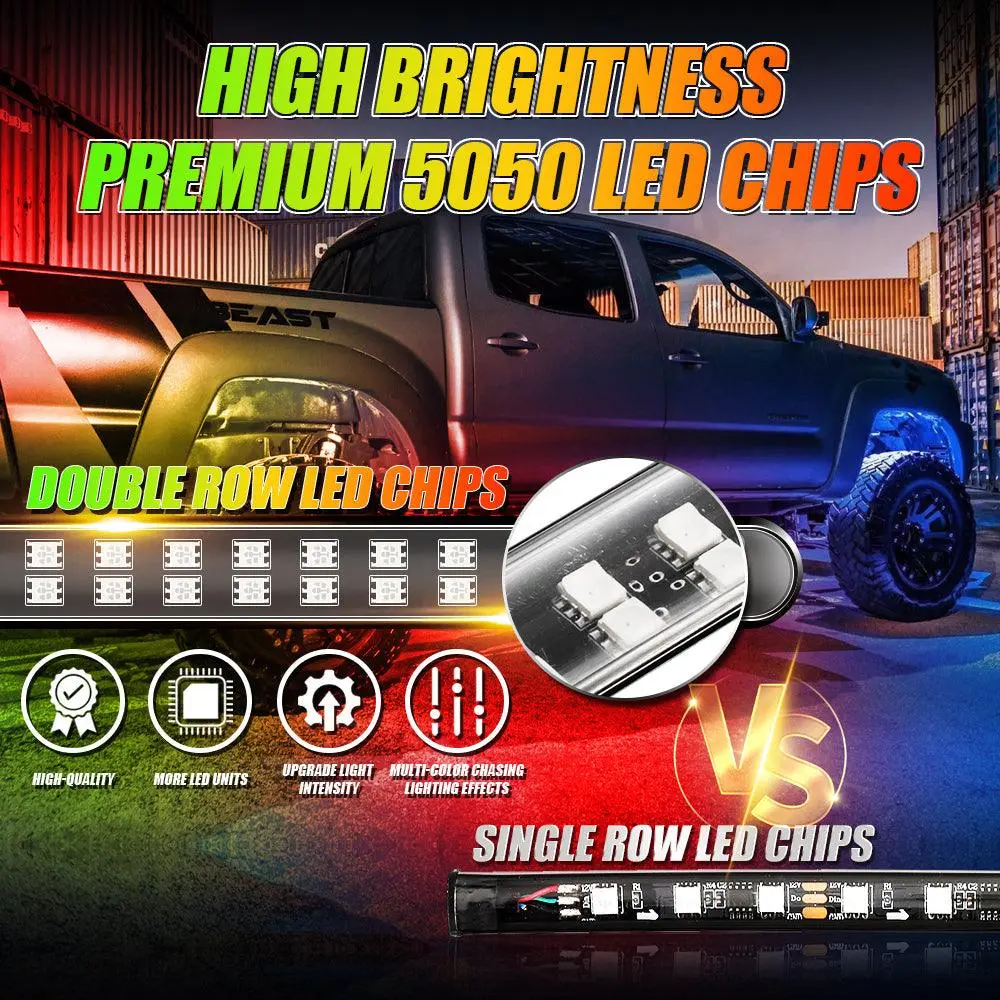 Magic Dream Color Rgb Underglow Lights Led Strip Lights Kit With Bluetooth App & Wireless Remote Control With Brake Light Function For Atv Utv 2