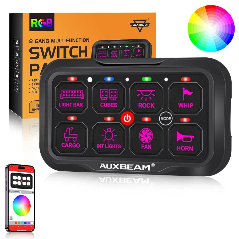 Ar Series 8 Gang (Ar-800) Rgb Switch Panel With App, Toggle/ Momentary/ Pulsed Mode Supported(One-Sided Outlet) 1