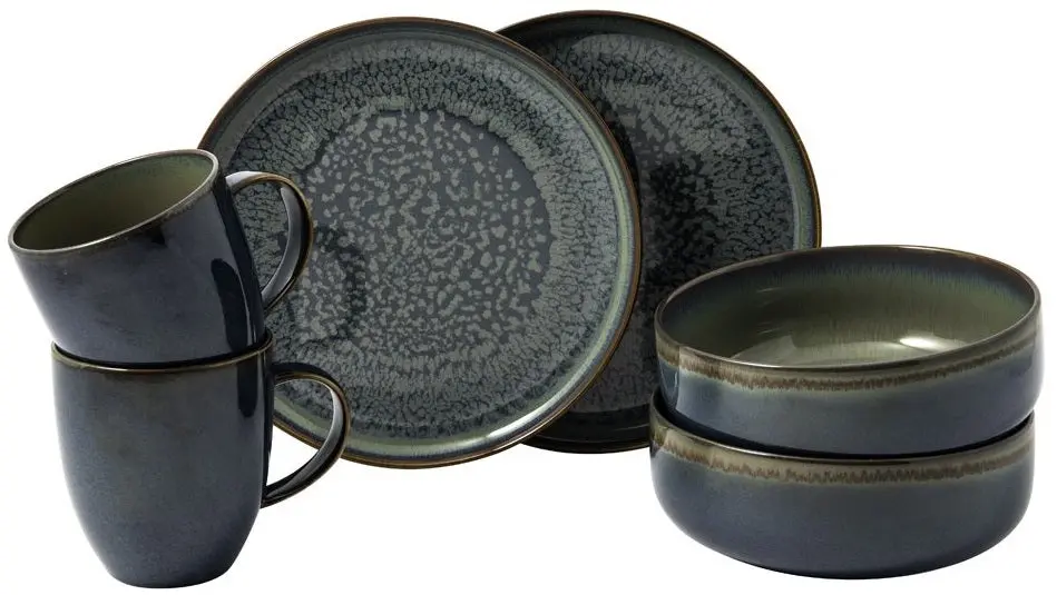 Villeroy & Boch Serviesset Crafted - Breeze Grijs - 6-Delig / 2 Personen - 2 Ontbijtborden, 2 Kommen & 2 Mokken 1